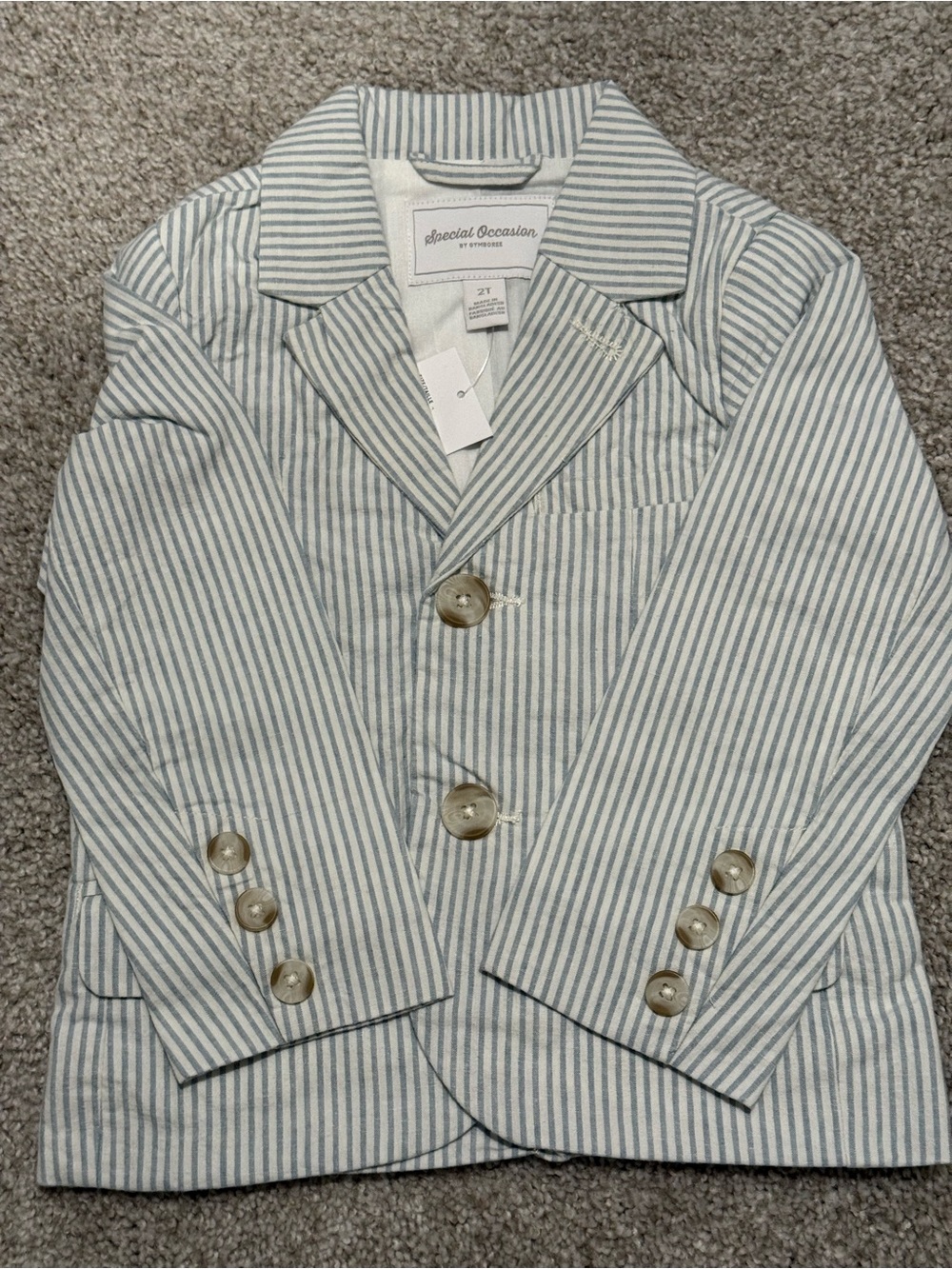 Gymboree Boys Striped Blazer in Light Blue and White